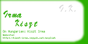 irma kiszt business card